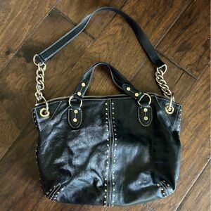 Michael Kors black leather & gold purse